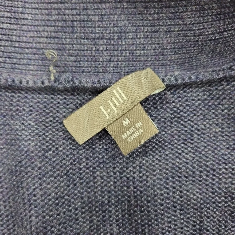 J Jill Purple Cardigan Sweater Size Medium One Button Viscose Wool Blend Pockets - Picture 3 of 8